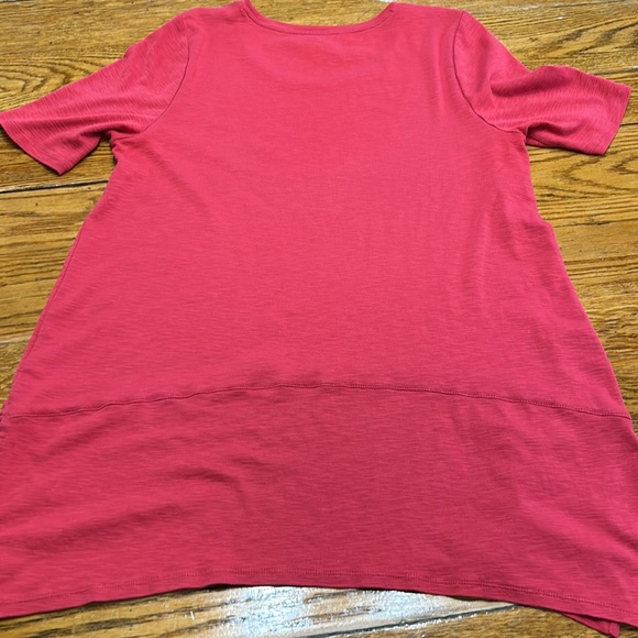 J. Jill Pima Dipped Hem style tunic top. Red. Short sleeve. Size Large. - Picture 7 of 10